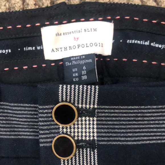 Anthropologie Essential Slim Check Pants - Picture 2 of 3